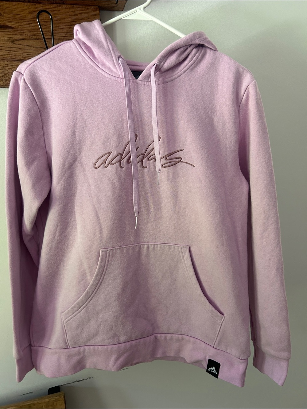 adidas Lavender Pink Script Logo Hoodie